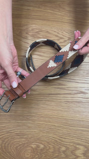 The Barker Belt - Chestnut/Dune/Navy | Holderness & Bourne
