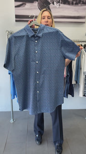 Midnight Navy Variegated Leaf Halyard Short Sleeve Mizzen+Main