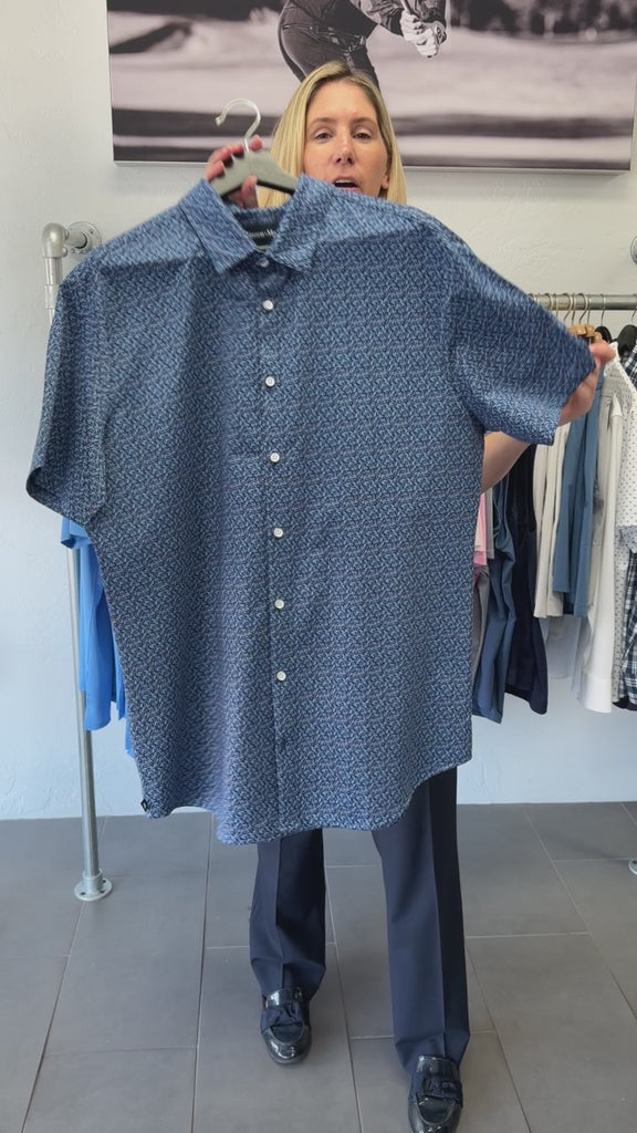 Midnight Navy Variegated Leaf Halyard Short Sleeve Mizzen+Main