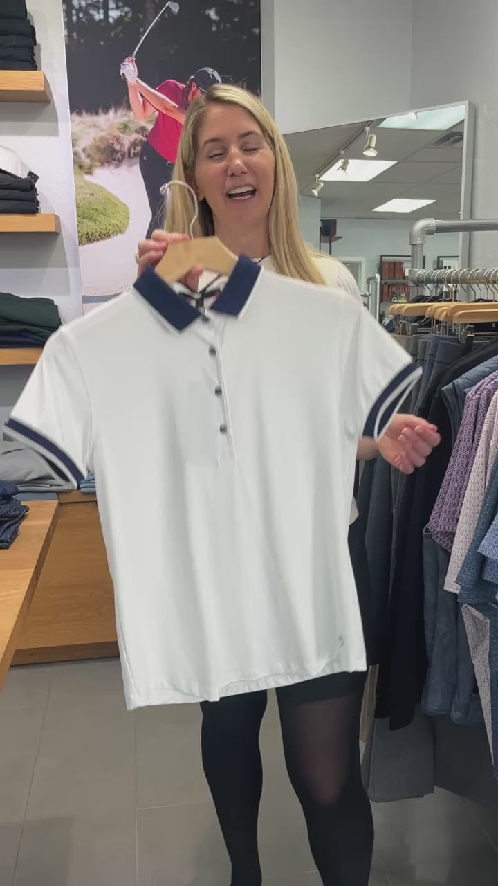 Scarlett Polo w/ Crowley Collar and Cuffs - Arctic | Greyson Clothiers