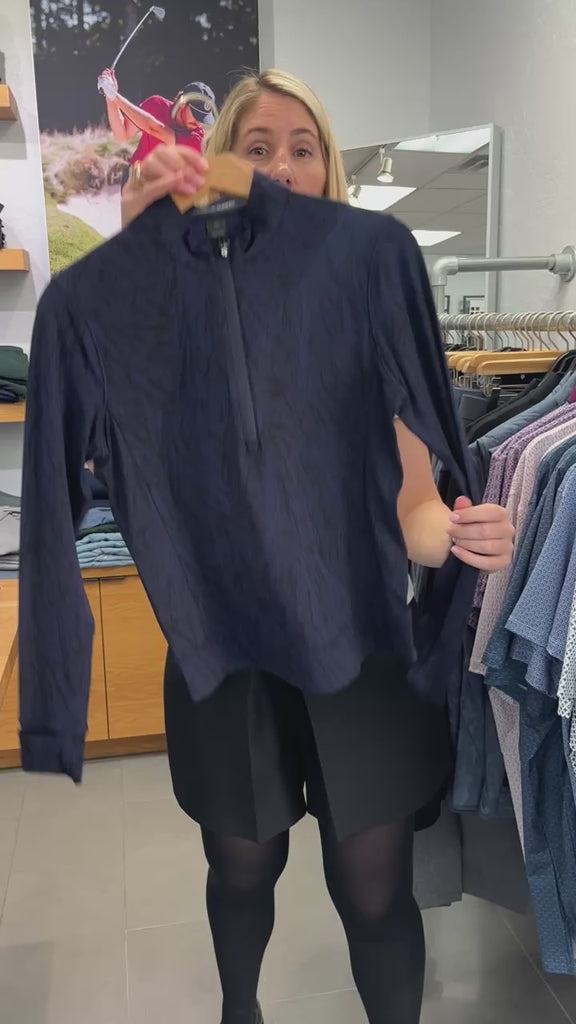 Halley Painted Feather Quarter-Zip - Maltese Blue | Greyson Clothiers