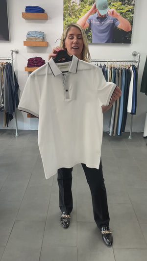 White Fancy Short Sleeve Polo  | Lorenzoni - Q. Contrary