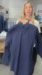 mizzen + main no-tuck solid navy men's dress shirt