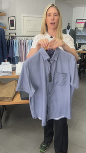 blue circle mini stripe print short sleeve shirt by Mizzen + Main