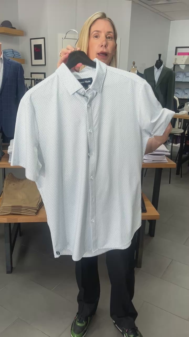 Mizzen+Main Halyard White Blue Dot Short Sleeve Shirt