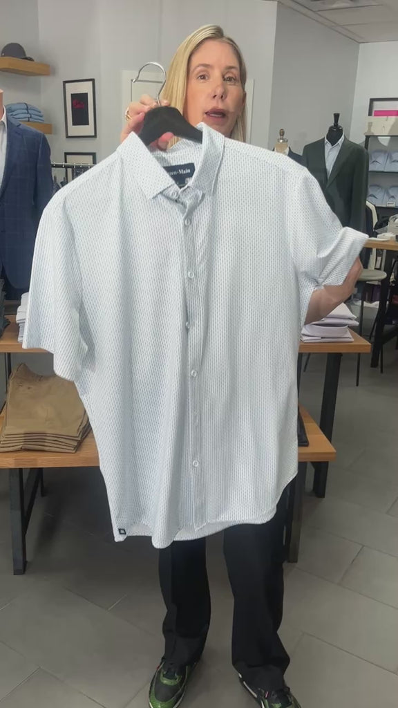 Mizzen+Main Halyard White Blue Dot Short Sleeve Shirt