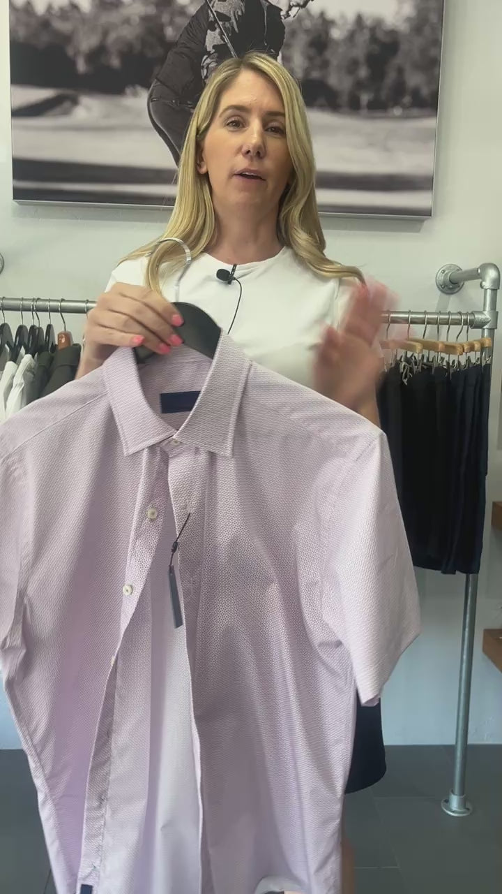 David Donahue Berry Micro Print Short Sleeve Shirt