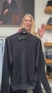 Navy Long Sleeve Polo Sweater Lorenzoni