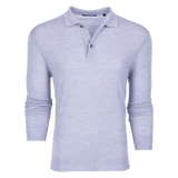Saratoga Long Sleeve Polo Sweater- Light Grey Heather | Greyson Clothiers