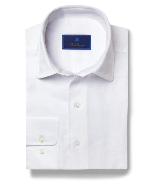 white linen shirt by david donahue