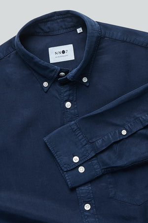 Levon long sleeve button down shirt close up of collar