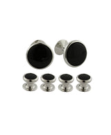 Black Onyx Brass Stud Set - Silver | David Donahue