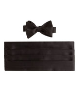 Black Satin Pre-Tie Bow & Cummerbund Set | David Donahue