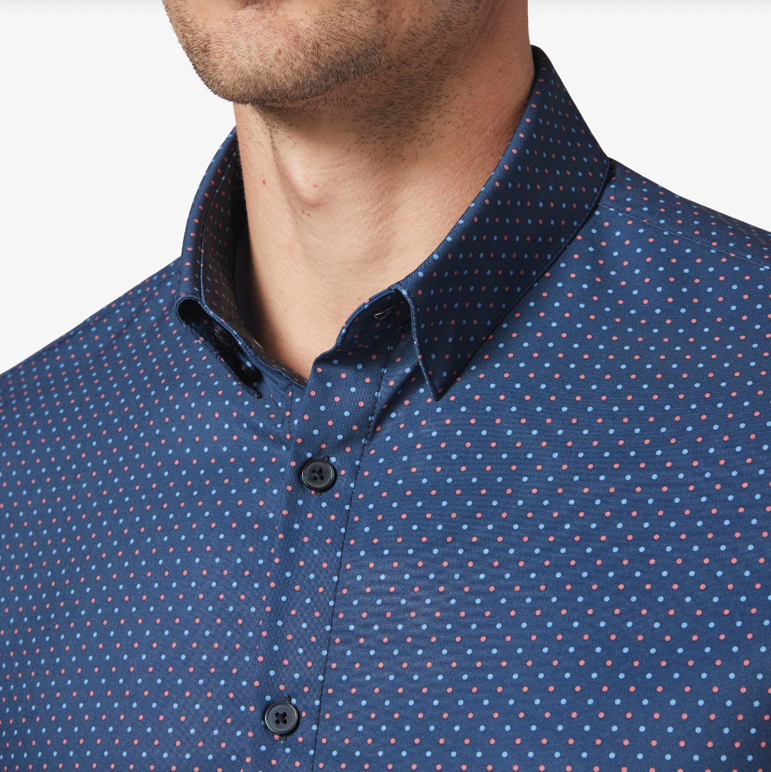 Deep Ocean Multi Dot Print Leeward Dress Shirt Mizzen + Main