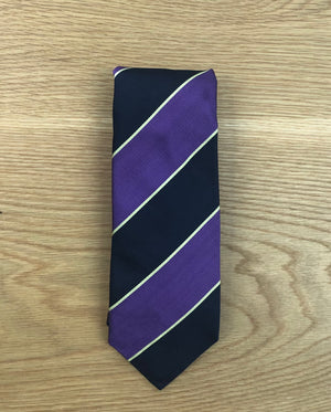 Diagonal Strip Silk Tie Purple