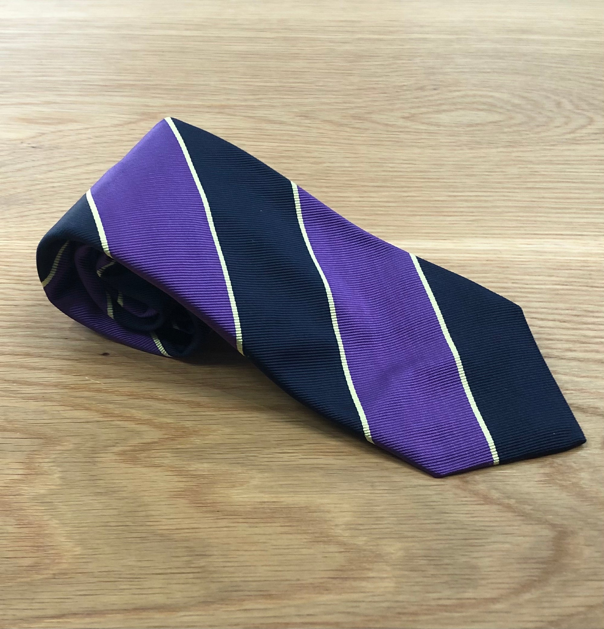 Diagonal Strip Silk Tie Purple