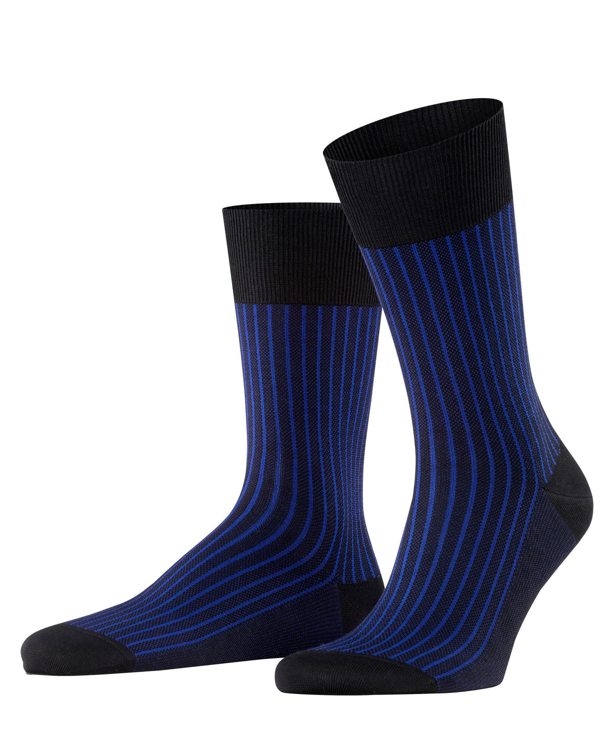 Falke Oxford Stripe Men Socks, 9.5-10.5, Black, Ribbed, Cotton