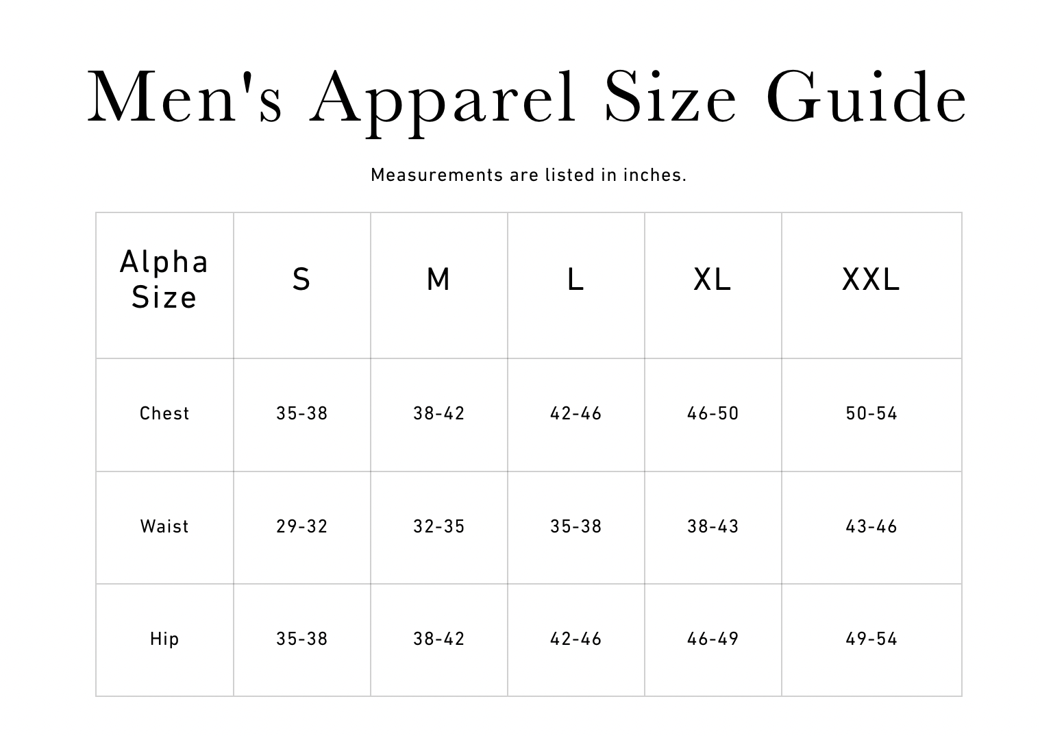 Greyson Clothiers Polo Size Chart