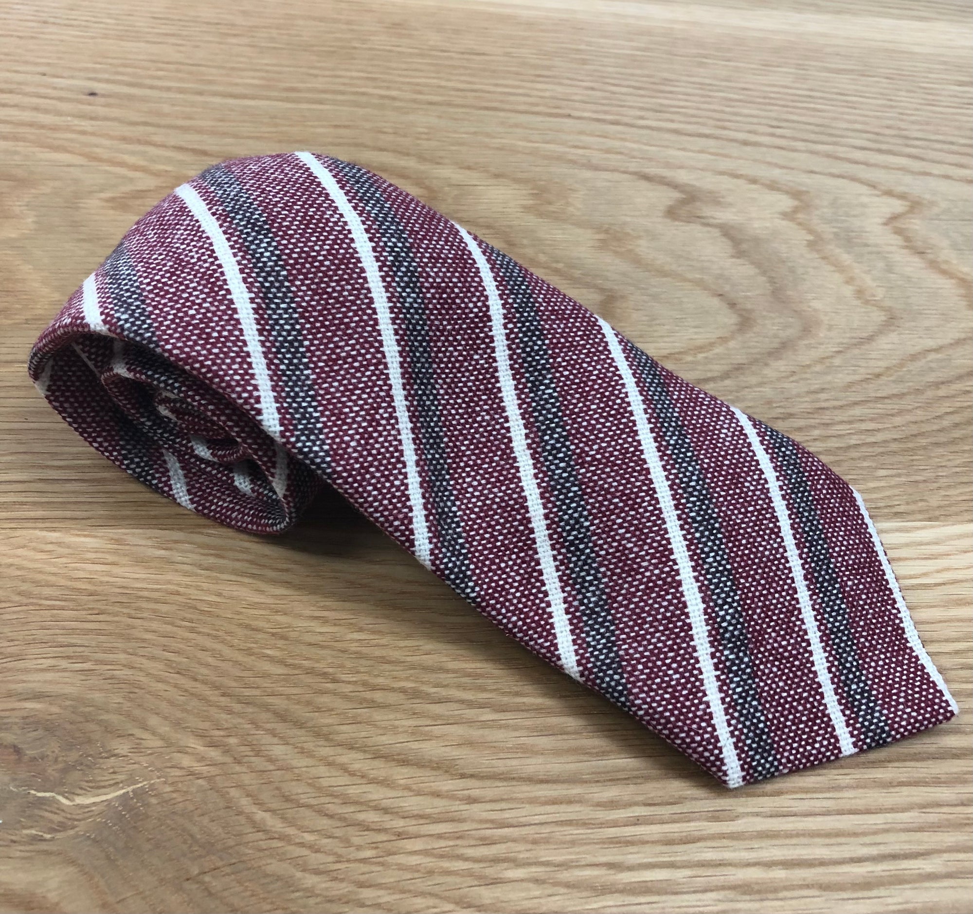 Soft Knit Striped Tie Red