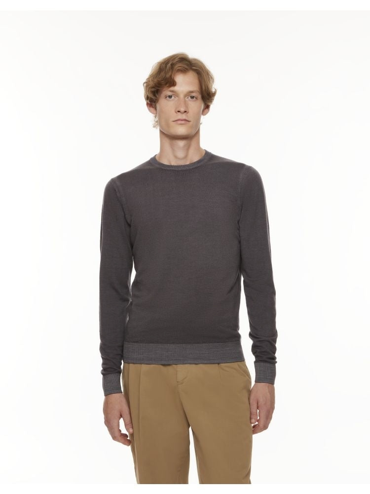 Grey Crew Neck Sweater | Lorenzoni - Q. Contrary