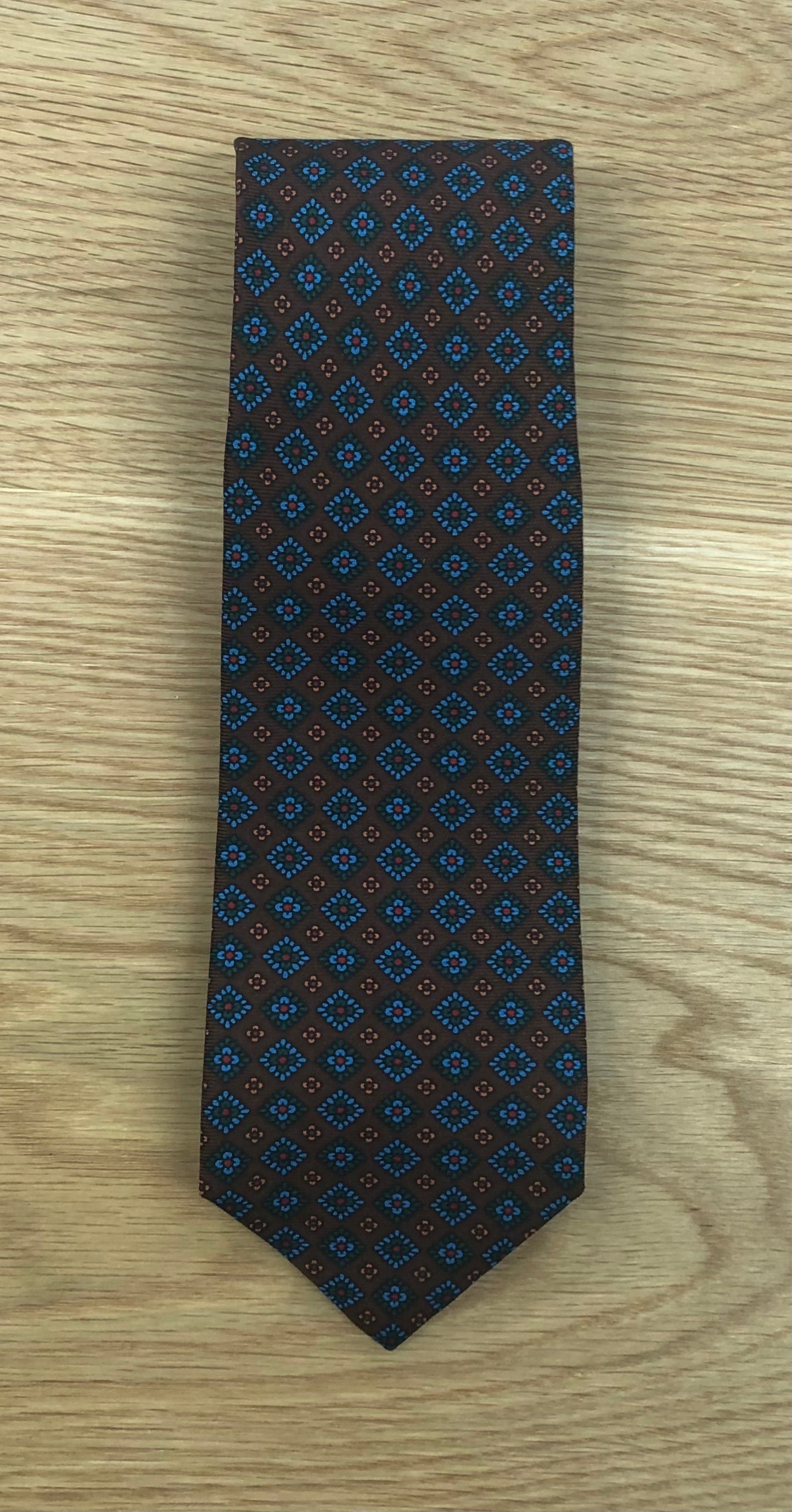 Neat Box Floral Tie Brown