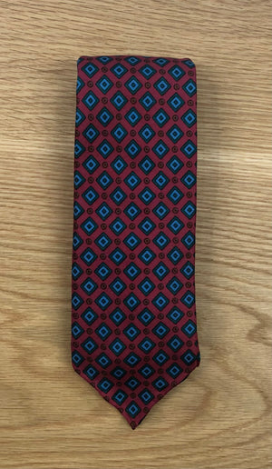 Neat Silk Diamond Tie Red