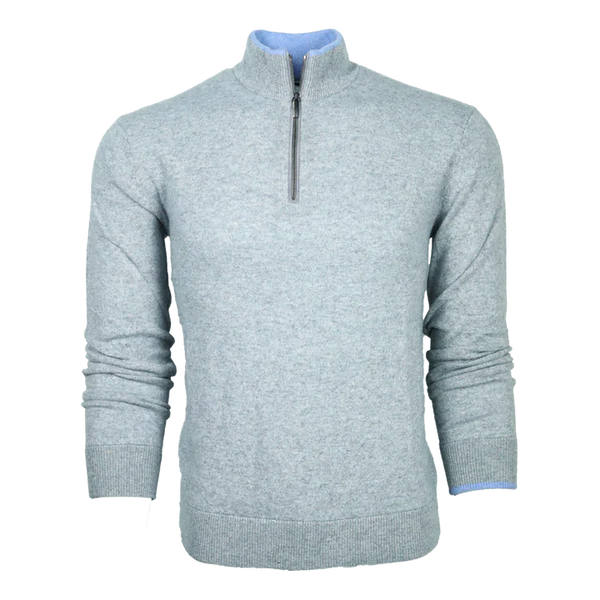 Sebonack Quarter Zip Sweater - Light Grey Heather | Greyson Clothiers