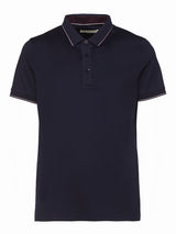 Navy Fancy Short Sleeve Polo  | Lorenzoni