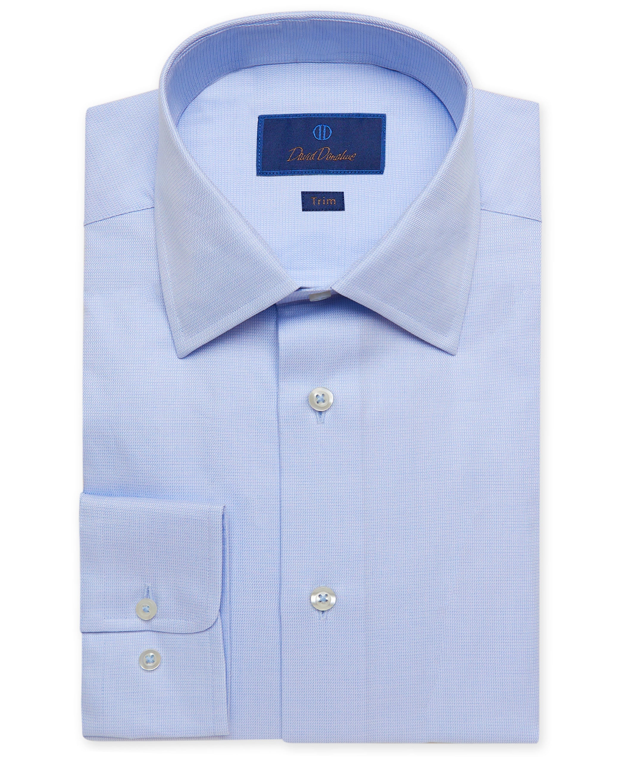 Dobby Weave Dress Shirt - Light Blue | David Donahue