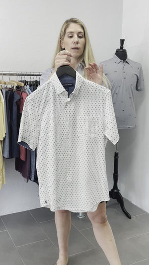 Green Navy Geo Box Print Short Sleeve Shirt | Mizzen + Main
