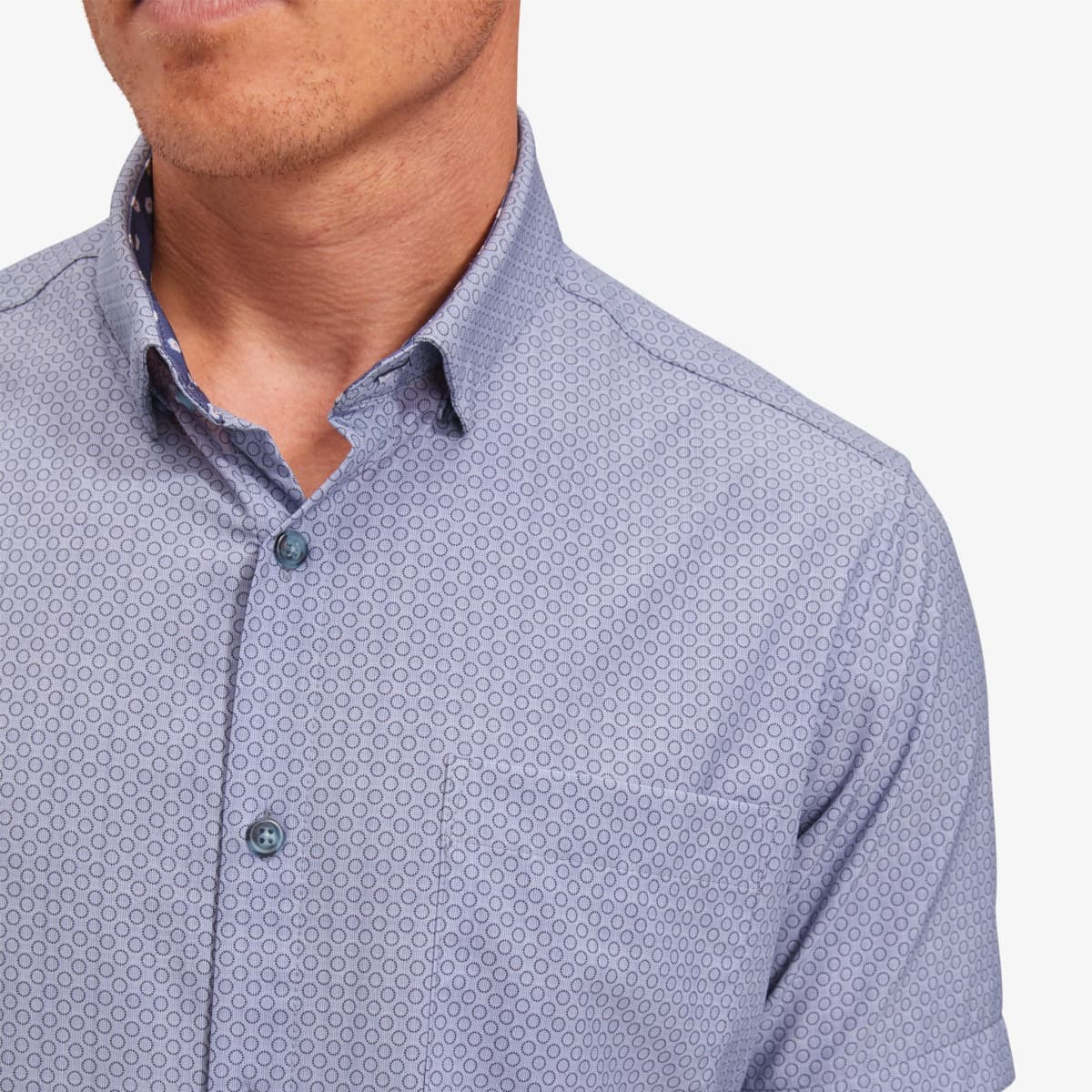 blue circle mini stripe print shirt by Mizzen + Main