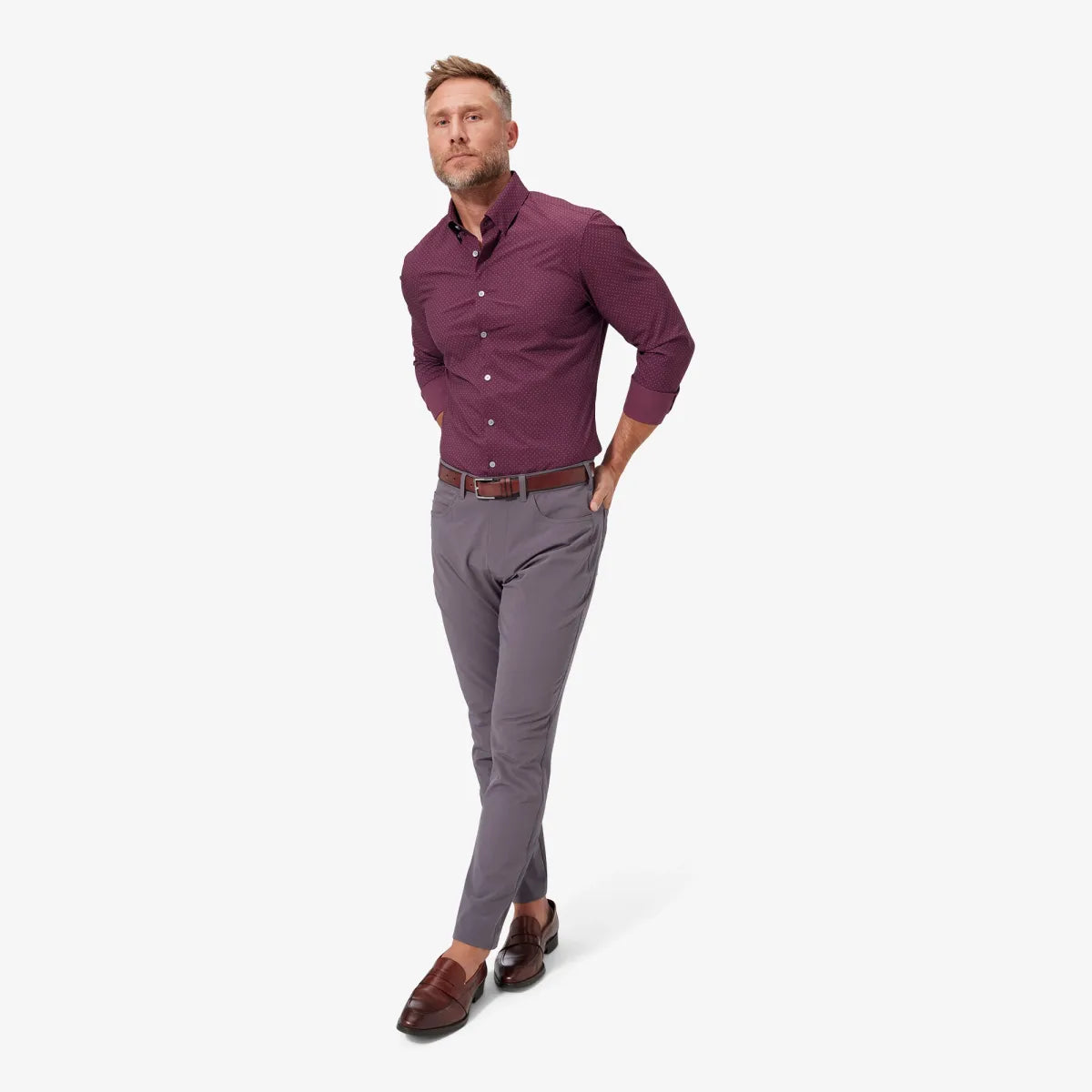 Plum Grey Dot Print | Mizzen + Main - Q. Contrary Plum Grey Dot Print | Mizzen + Main - Q. Contrary