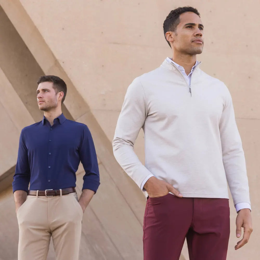 Navy Solid Leeward No Tuck Dress Shirt Mizzen Main Q. Contrary