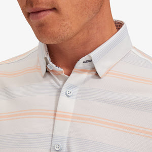 peach multi stripe short sleeve shirt by Mizzen + Main