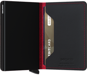 secrid perforated black and red wallet open